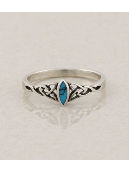 Unbranded Jewelry - Sterling Silver Natural Turquoise Celtic Knot Ring Size 7